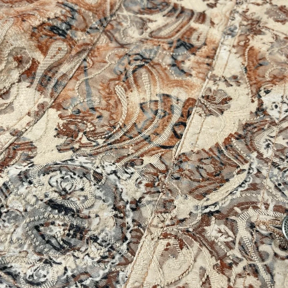 Analogy Medium Brown Embroidered Denim Style Jacket Button Front TexturedCowgirl - Picture 9 of 13